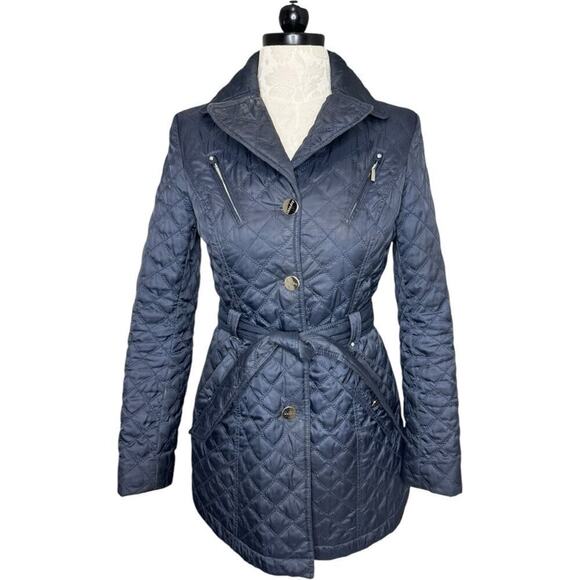 LAUNDRY Quilted Trench  Navy Size 4 - Picture 1 of 9
